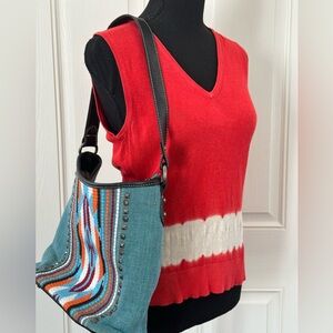 Calvin Klein Red Knit Sweater Vest with white-out Detail, M